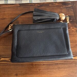 Tory Burch Black Leather Crossbody / Clutch with Tassel